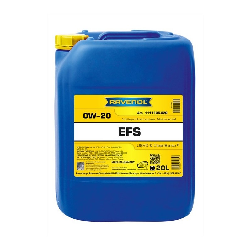 Ravenol EFS EcoFullSynth. SAE 0W-20, 20 литров