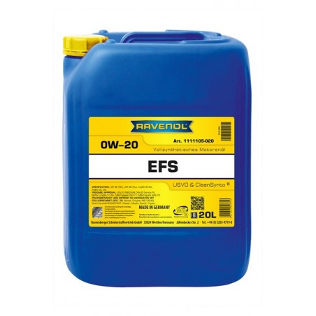 Ravenol EFS EcoFullSynth. SAE 0W-20, 20 литров
